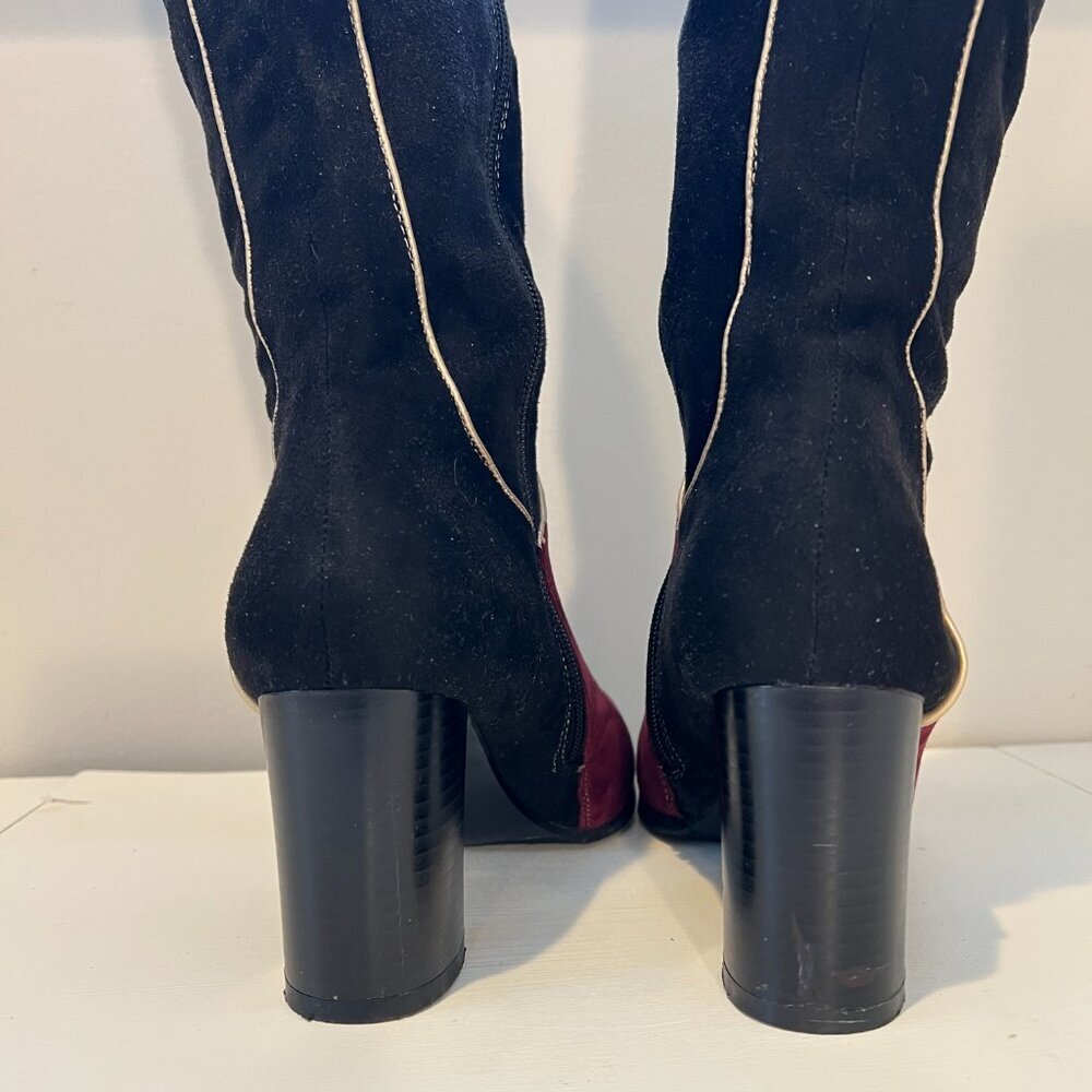 Ann Creek 'Manuel' Faux Suede Black, Burgundy & Grey Knee High Boots, Size 8.5M - Picture 12 of 16